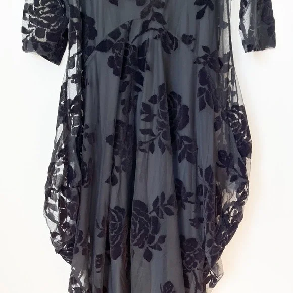 NEW Alembika After Dark Black Velvet Burnout Midi Dress Womens 8-10 - Picture 4 of 12